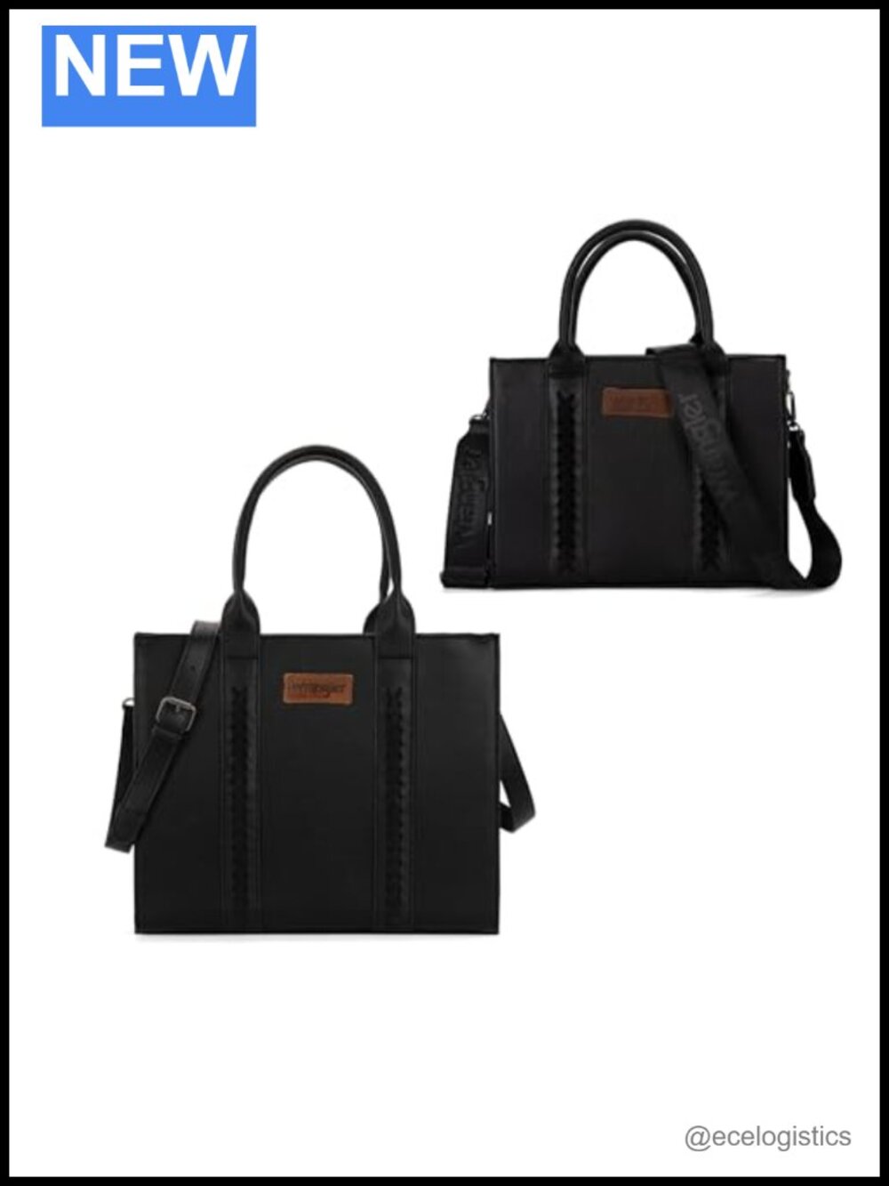 Faux Leather Western Tote Satchel 2-Piece Set Crossbody Shoulder Bag